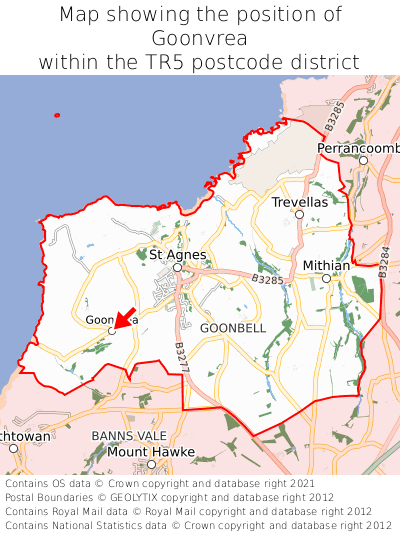 Map showing location of Goonvrea within TR5
