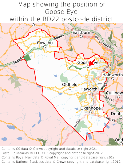 Map showing location of Goose Eye within BD22