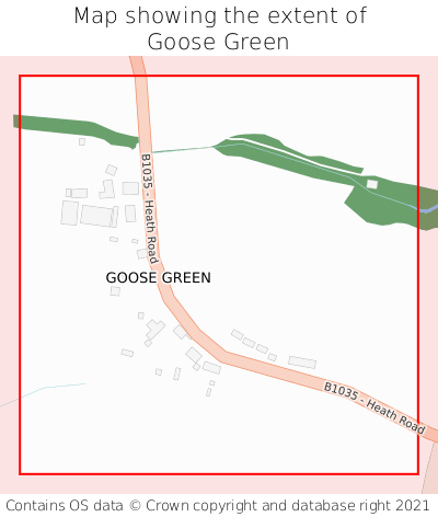 Map showing extent of Goose Green as bounding box