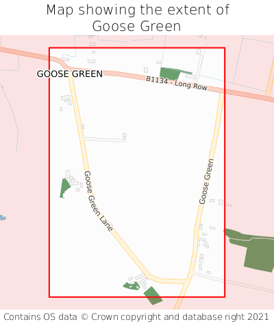 Map showing extent of Goose Green as bounding box