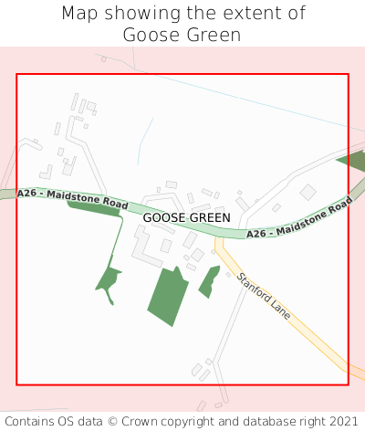 Map showing extent of Goose Green as bounding box