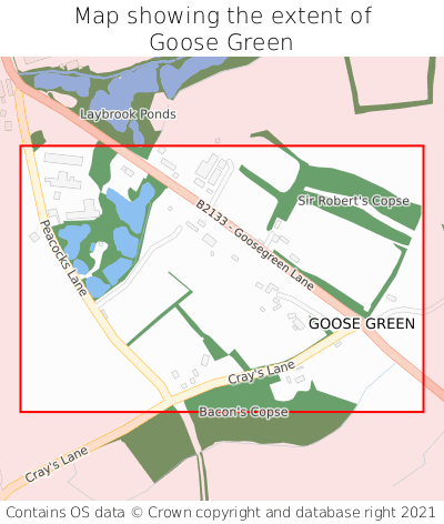 Map showing extent of Goose Green as bounding box