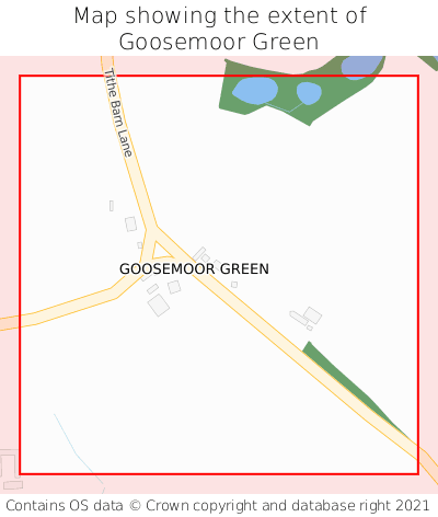 Map showing extent of Goosemoor Green as bounding box