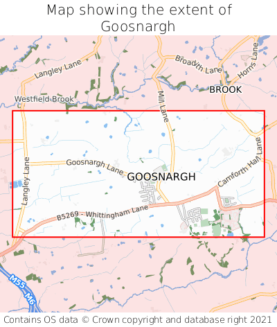 Map showing extent of Goosnargh as bounding box