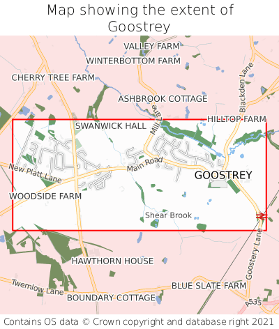 Map showing extent of Goostrey as bounding box