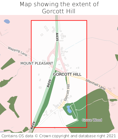Map showing extent of Gorcott Hill as bounding box