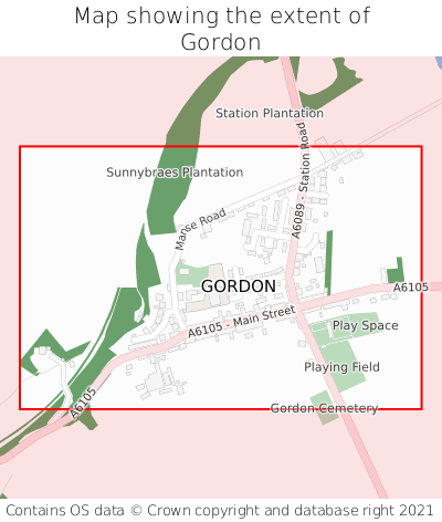 Map showing extent of Gordon as bounding box