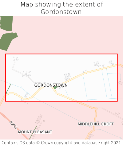 Map showing extent of Gordonstown as bounding box