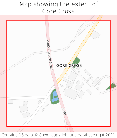 Map showing extent of Gore Cross as bounding box