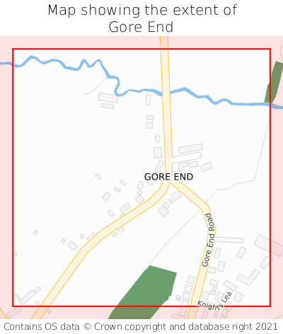 Map showing extent of Gore End as bounding box