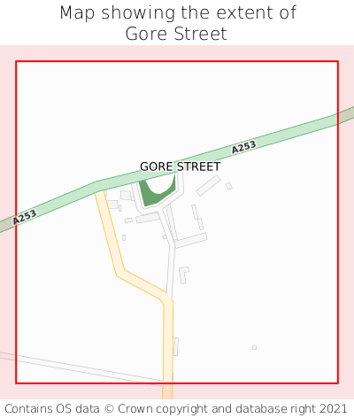 Map showing extent of Gore Street as bounding box