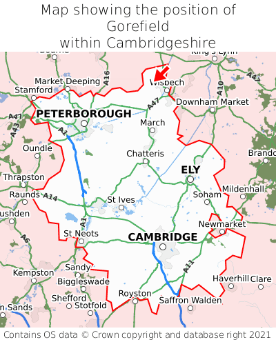 Map showing location of Gorefield within Cambridgeshire