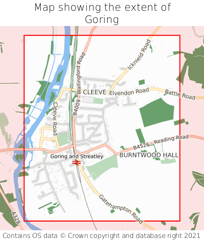 Map showing extent of Goring as bounding box