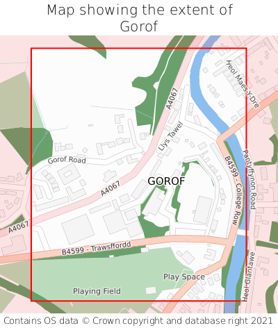 Map showing extent of Gorof as bounding box