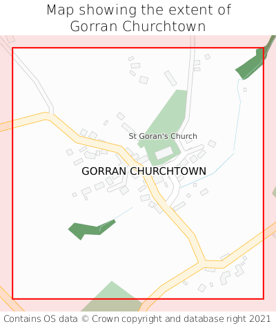 Map showing extent of Gorran Churchtown as bounding box