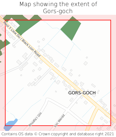 Map showing extent of Gors-goch as bounding box