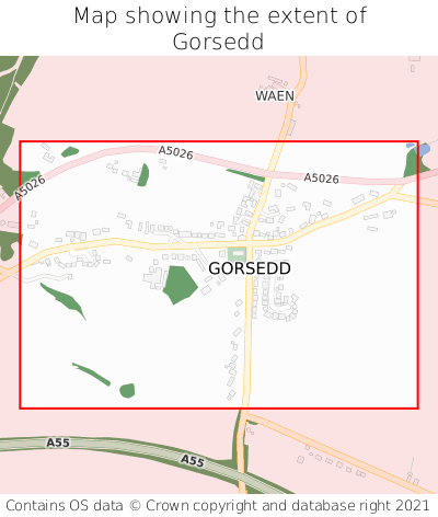 Map showing extent of Gorsedd as bounding box
