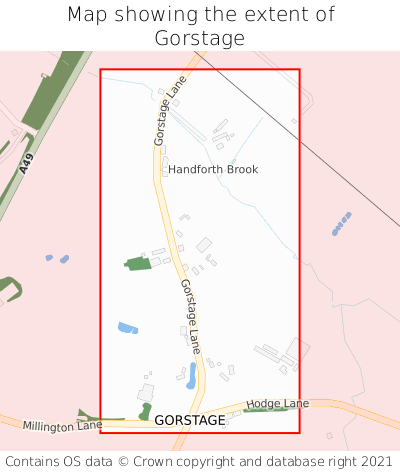 Map showing extent of Gorstage as bounding box