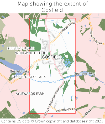 Map showing extent of Gosfield as bounding box