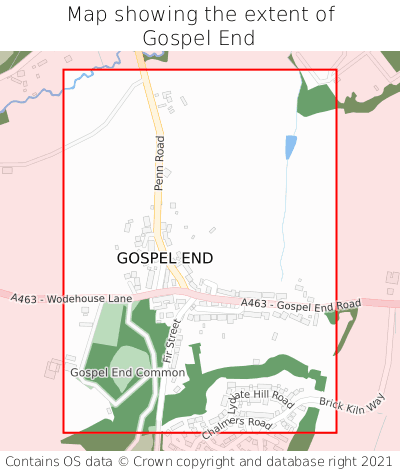 Map showing extent of Gospel End as bounding box