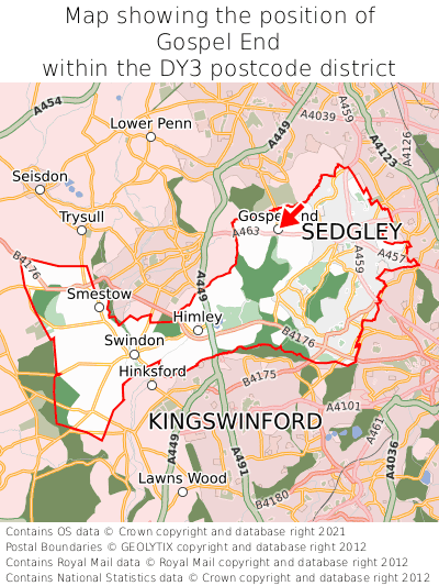 Map showing location of Gospel End within DY3