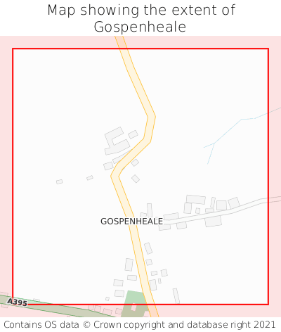 Map showing extent of Gospenheale as bounding box