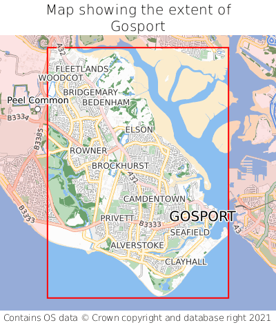 Map showing extent of Gosport as bounding box