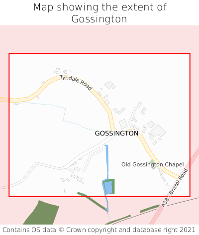 Map showing extent of Gossington as bounding box