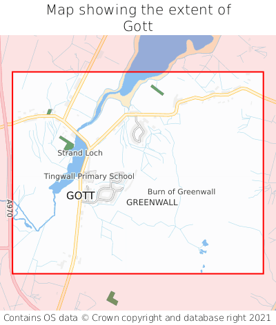 Map showing extent of Gott as bounding box