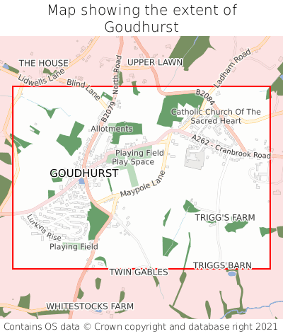 Map showing extent of Goudhurst as bounding box