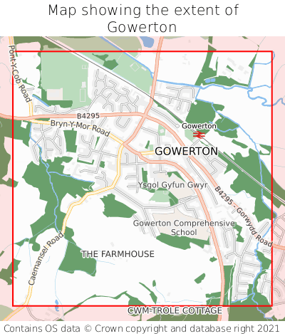 Map showing extent of Gowerton as bounding box