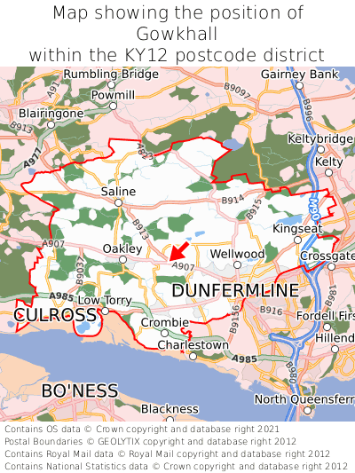 Map showing location of Gowkhall within KY12