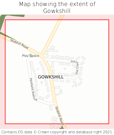 Map showing extent of Gowkshill as bounding box