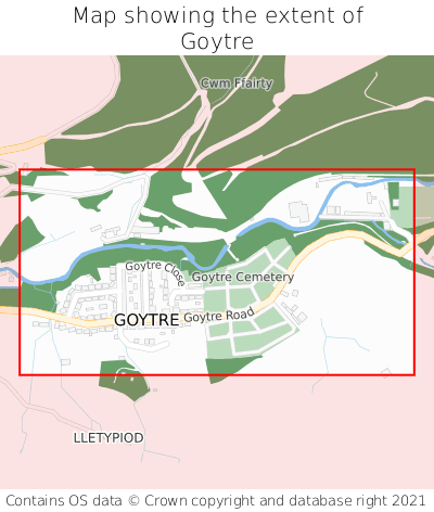 Map showing extent of Goytre as bounding box