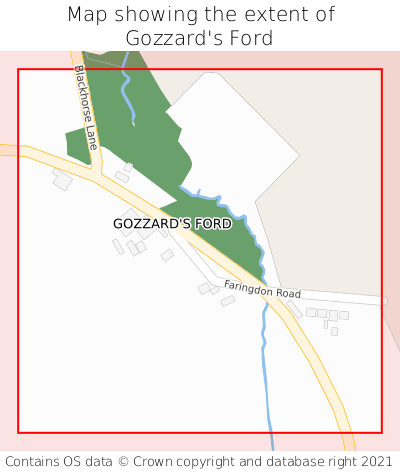 Map showing extent of Gozzard's Ford as bounding box