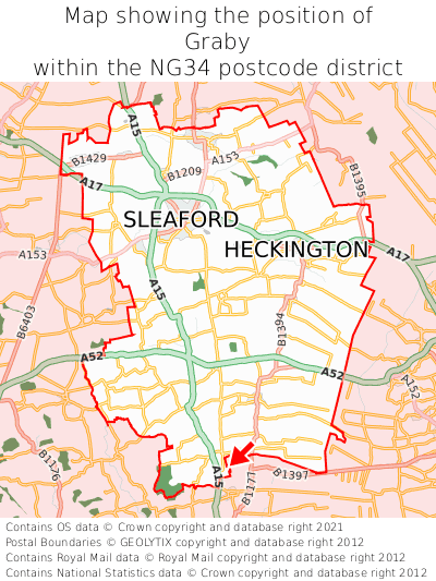 Map showing location of Graby within NG34