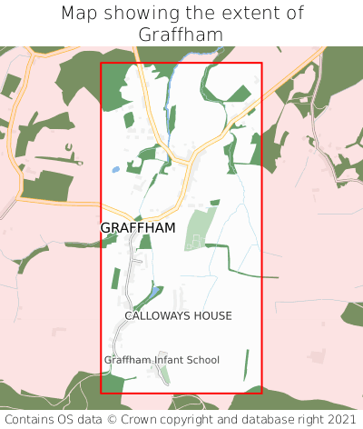 Map showing extent of Graffham as bounding box