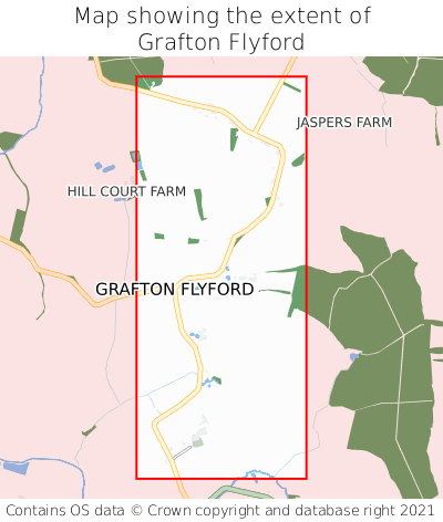 Map showing extent of Grafton Flyford as bounding box