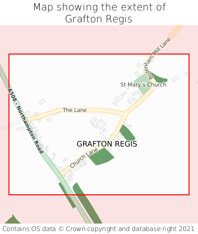 Map showing extent of Grafton Regis as bounding box
