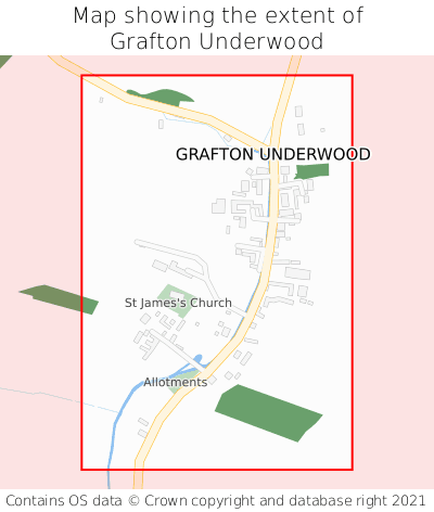 Map showing extent of Grafton Underwood as bounding box