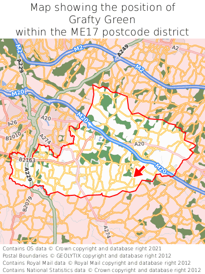Map showing location of Grafty Green within ME17