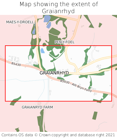 Map showing extent of Graianrhyd as bounding box