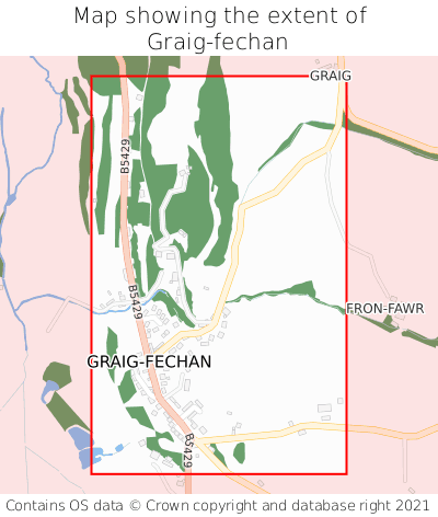 Map showing extent of Graig-fechan as bounding box