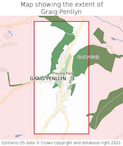 Map showing extent of Graig Penllyn as bounding box