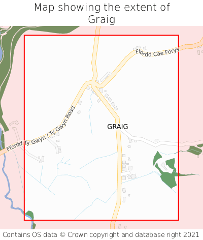 Map showing extent of Graig as bounding box