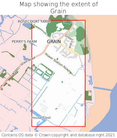 Map showing extent of Grain as bounding box