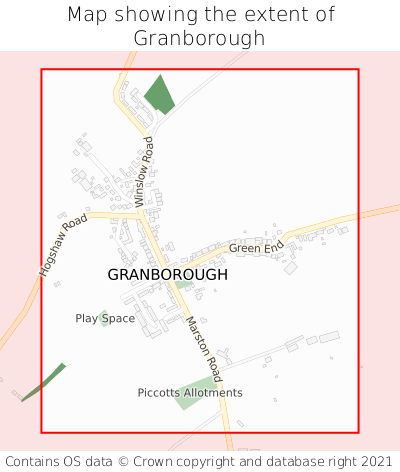 Map showing extent of Granborough as bounding box