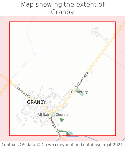 Map showing extent of Granby as bounding box
