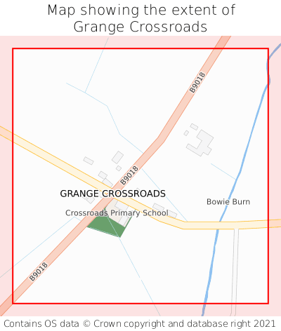 Map showing extent of Grange Crossroads as bounding box
