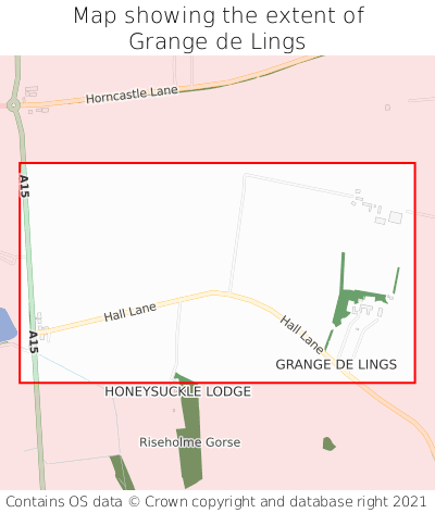 Map showing extent of Grange de Lings as bounding box